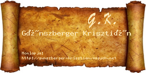 Günszberger Krisztián névjegykártya